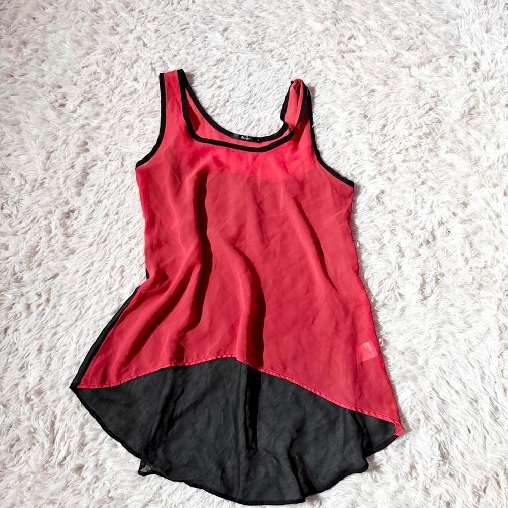 Vintage Y2K Sheer Layering Flowy Hipster Colorblock Tank Womens S Streetwear